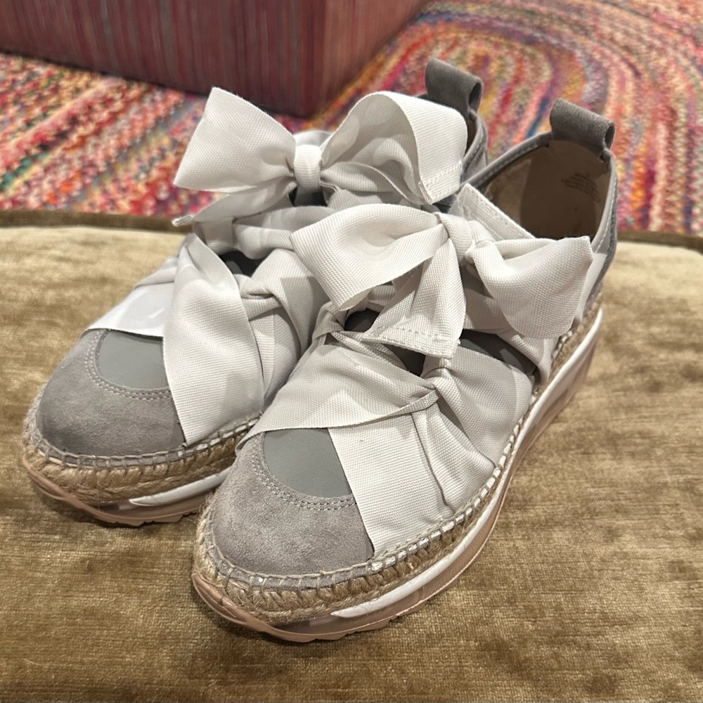 Free People Gray and White Espadrille Sneakers